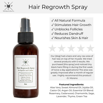 All Natural Hair Regrowth Spray - for Dogs & Horses - 4oz - The Hoof & Paw Co.
