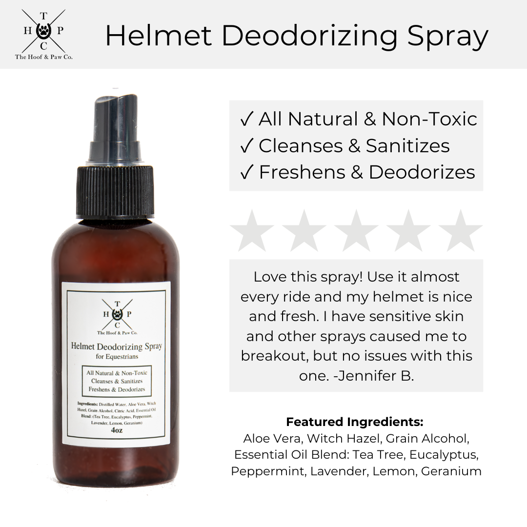 All Natural Helmet Deodorizing Spray- for Humans - 4oz - The Hoof & Paw Co.
