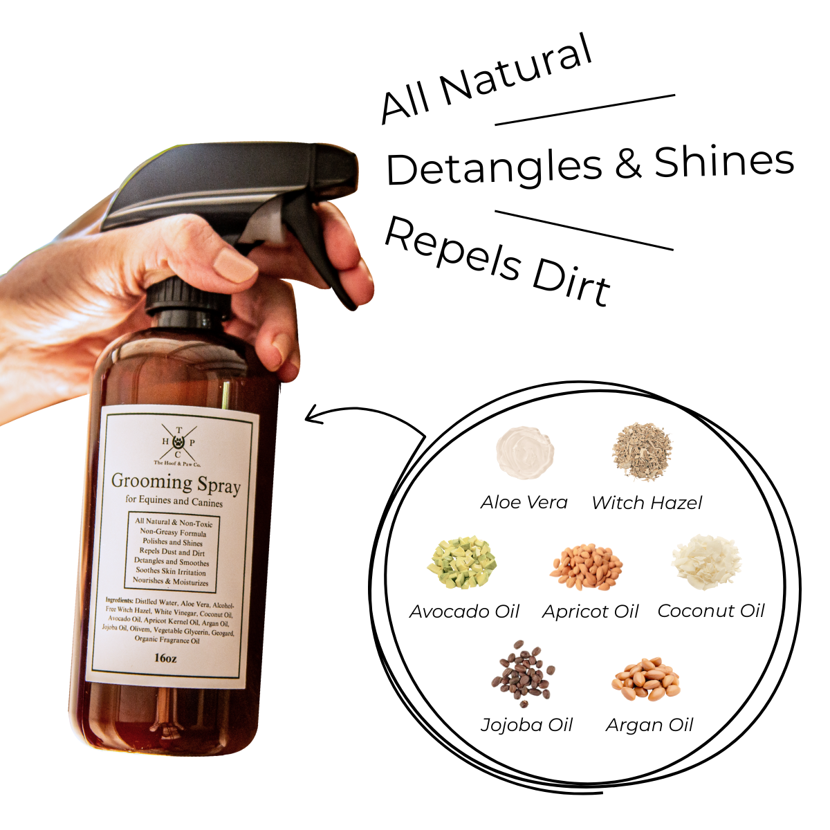 All Natural Grooming Spray - for Dogs & Horses - 16oz