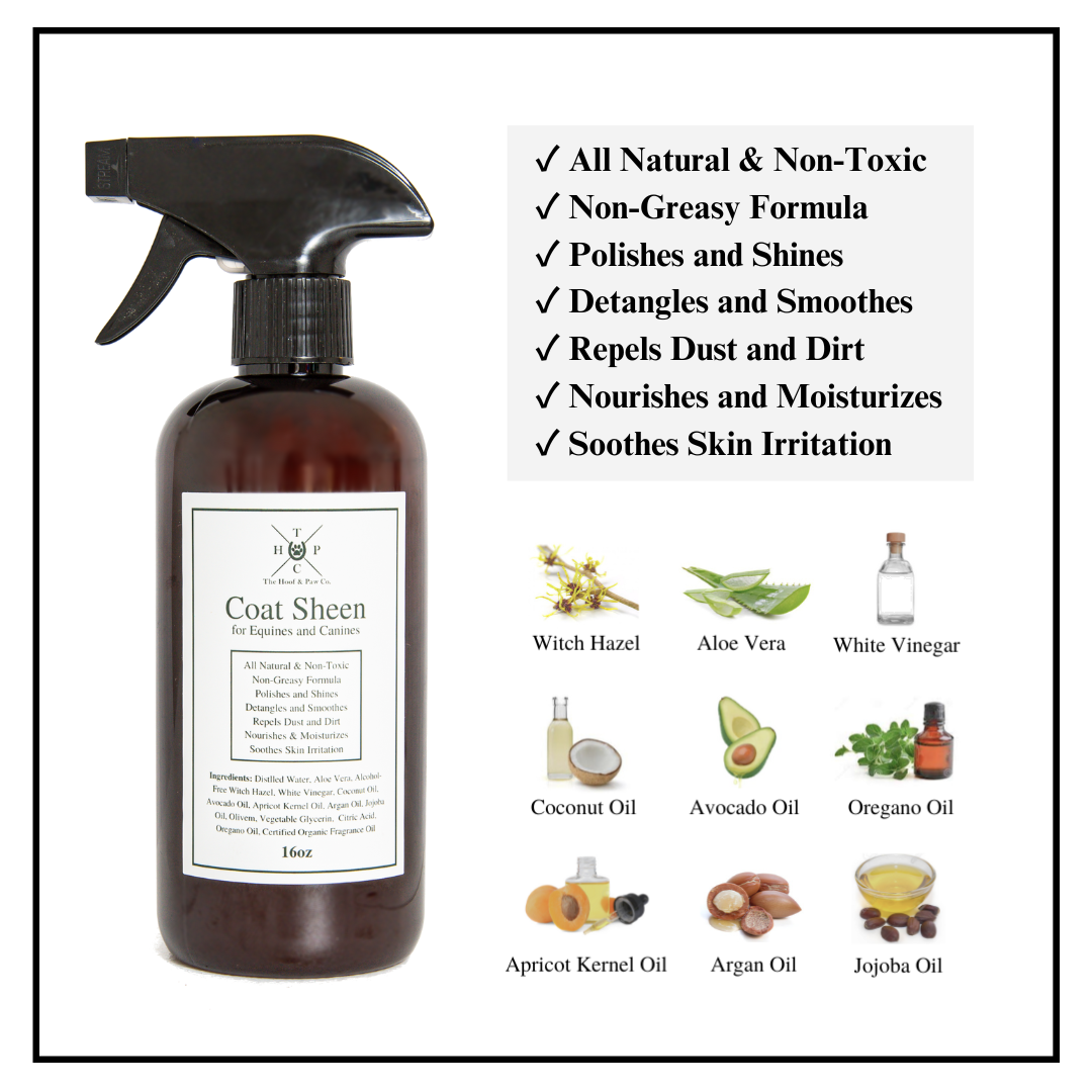 All Natural Coat Sheen Spray for Dogs Horses 16oz The Hoof Paw Co